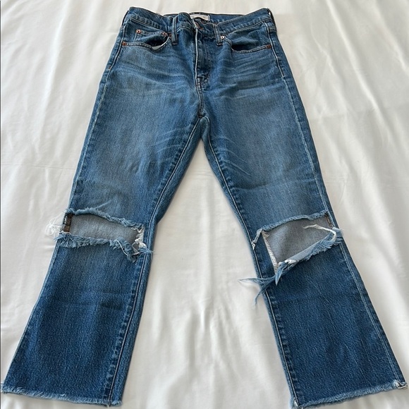 Madewell 10” High Riser Demi Boot Distressed Jeans - Picture 1 of 8
